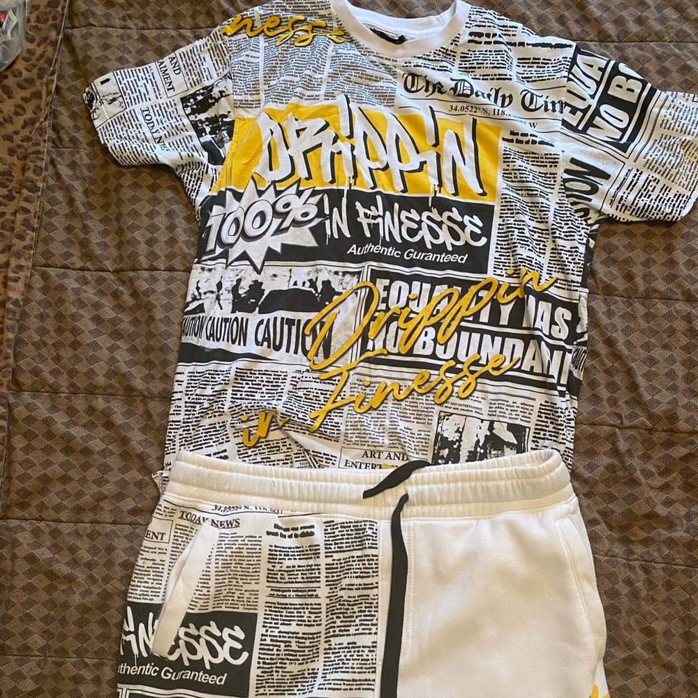 Newspaper Drippin Streetwear Outfit Set!!!!!!!